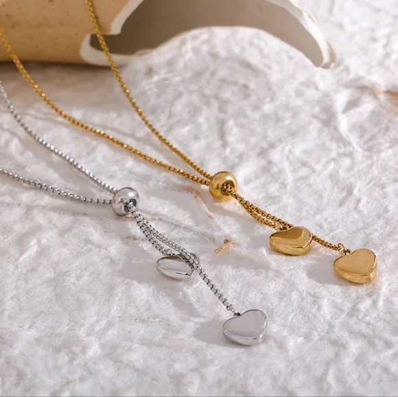 Heart Long Pendant Pull-Out Necklace - Picture 3 of 9